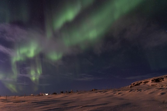 Virmalised öises Varangeri taevas, Norra