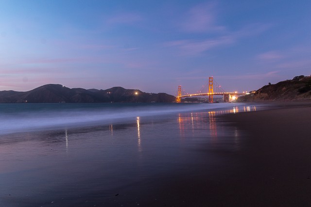 Kuldvärava sild videvikus San Francisco Bakeri rannalt